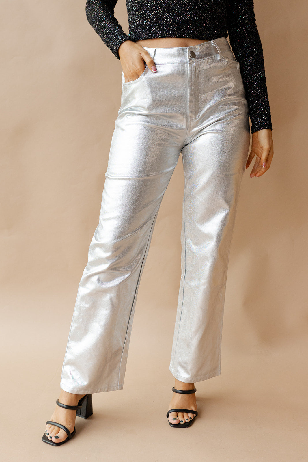 metalic denim pants metalic denim pants